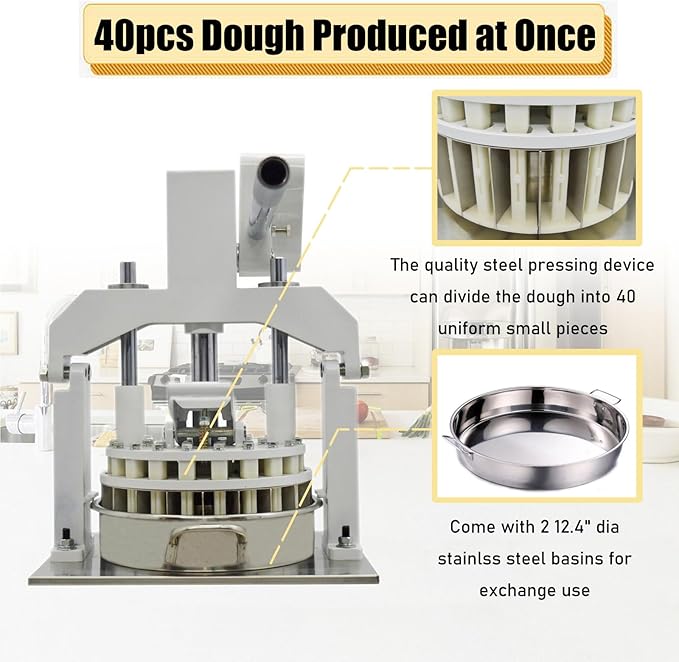 Manual Dough Divider Table Top Dough Dividing Machine 40PCS Dough Cutter Commercial Dough Dividing Machine Dough Baking Divider, 0.95oz-5.08oz, 40PCS
