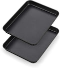 P&P CHEF 10.5 Inch Baking Cookie Sheet Pan, Carbon Steel Oven Tray, Non Stick Bakeware for Cooking Baking Bread Meat Vegetables, Sturdy & Healthy, Easy Clean, 2Pcs