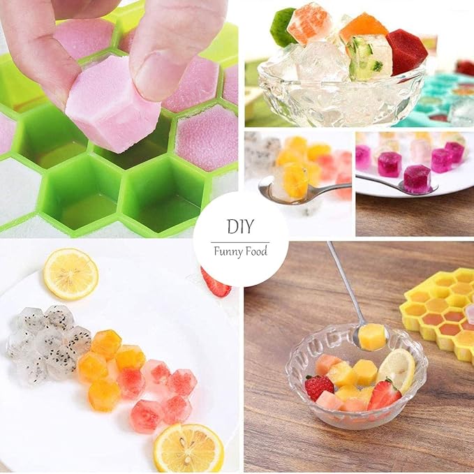 Ice Cube Trays with Lid, 2 Pack Silicone Ice Cube Trays with Lid-37 Grid, Easy-Release 74 PCS Small Ice Cubes for Iced Coffee Cocktail Whisky Chocolate Soup Food,BPA Free,Durable,Dishwasher Safe