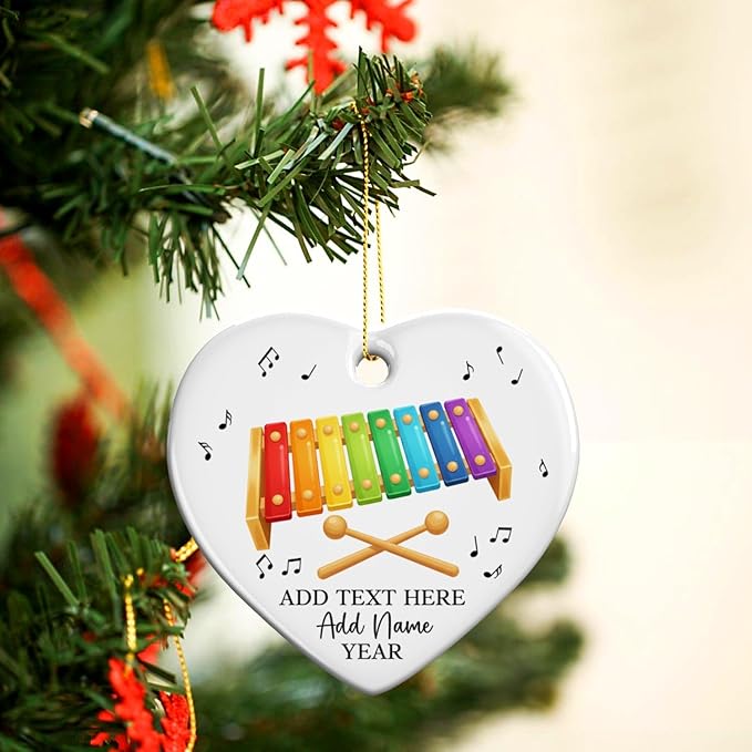 Personalized Xylophonist Christmas Ceramic Ornament, Custom Text Name & Year Xylophone Xmas Ornament, Xylophone Player Xmas Tree Hanging Ornaments 2025, Gift for Men Women Instrument Lover