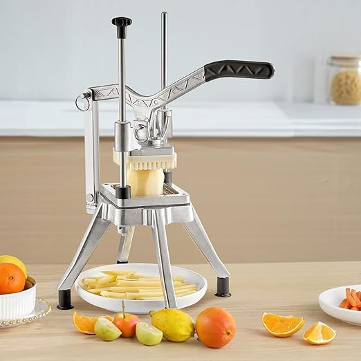 VEVOR Commercial Vegetable Fruit Chopper 1/2″ Blade Heavy Duty Professional Food Dicer Kattex French Fry Cutter Onion Slicer Stainless Steel for Tomato Peppers Potato Mushroom, Sliver