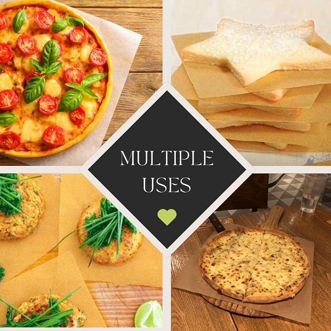 100 Pcs Unbleached Parchment Paper Baking Sheets, 9x9 Inches Non-Stick Precut Baking Parchment, Perfect for Baking Grilling Air Fryer Steaming Bread Cup Cake Cookie