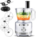 Homtone 16 Cup Food Processor Large, 9 Functions 7 Blades 3 Speeds for Shredding, Slicing, Making French Fries, Chopping Meat, Kneading Dough & Emulsifying, 600W, Red