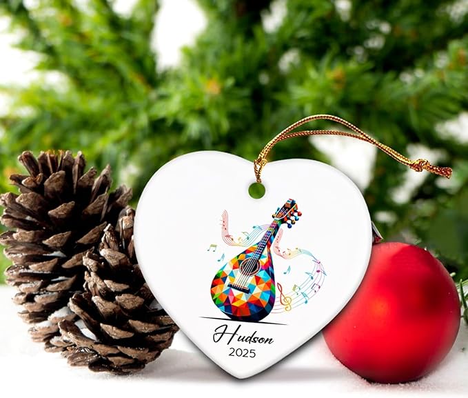 Balalaika Player Ceramic Ornaments, Personalized Name & Year Balalaika Musical Xmas Ornament Gifts for Music Lovers, Instrument Ceramic Ornaments 2025, Customized Musician Ornament Christmas Tree