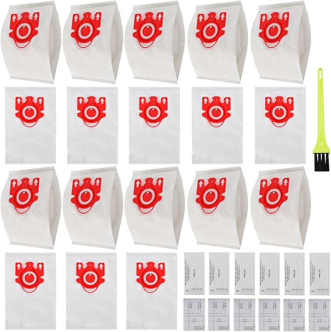 18 Packs 3D Airclean FJM Vacuum Bags Replacement for Miele Compact C1 Vacuum Type FJM,Compact C1,Compact C2,S6000-S6999,S4000-S4999,S700,S500-S578 with 6 Motor Protection Filters,6 AirClean Filter
