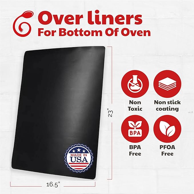 Cooks Innovations MADE IN USA Non-Stick Oven Protector Mat - 2 Heavy Duty Nonstick Oven Rack Liners to Protect Convection, Electric, Gas, & Microwave Ovens - BPA & PFOA Free Heat Resistant Baking Mat