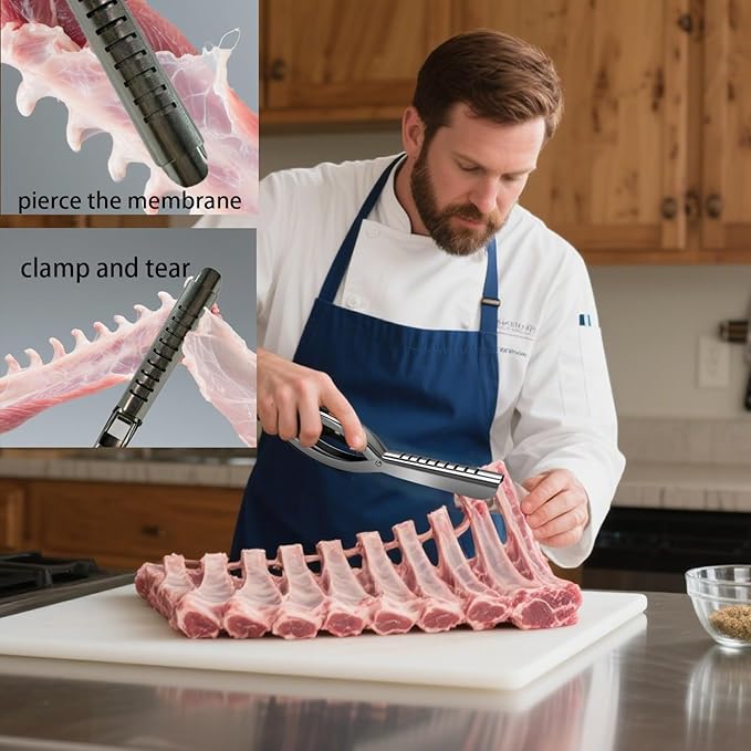 Rib Membrane Remover Tool – Premium Stainless Steel Deveiner for Ribs – Effortless Silver Skin Removal – Perfect for BBQ, Butchers & Home Chefs – Easy to Clean & Durable(2 PCS)