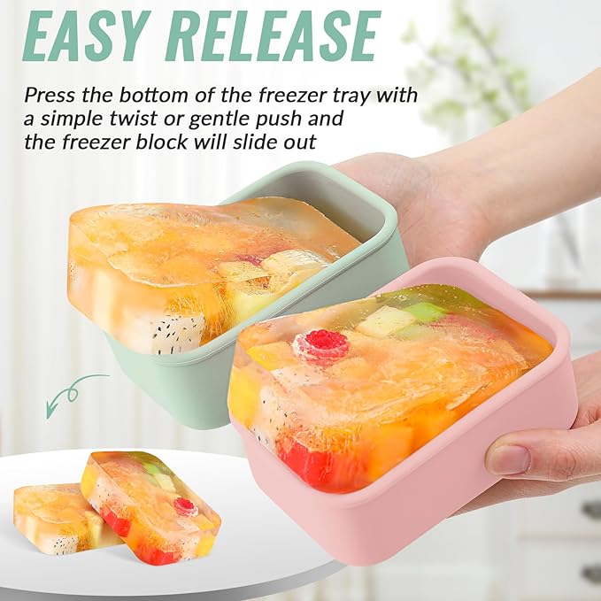 6 Packs 1 Cup Silicone Soup Freezer Molds with Lid Silicone Soup Freezer Trays Rectangle Reusable Food Preserving Tray Freezing Sauces Stews(Pink, Sage Green)