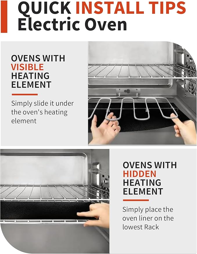 5 Pack Oven Liners for Bottom of Oven, 17x25" Large Heavy Duty Non-Stick Reusable Oven Mat for Electric, Gas, Toaster & Convection Ovens - BPA & PFOA Free, Dishwasher Safe, Kitchen Essentials, Black