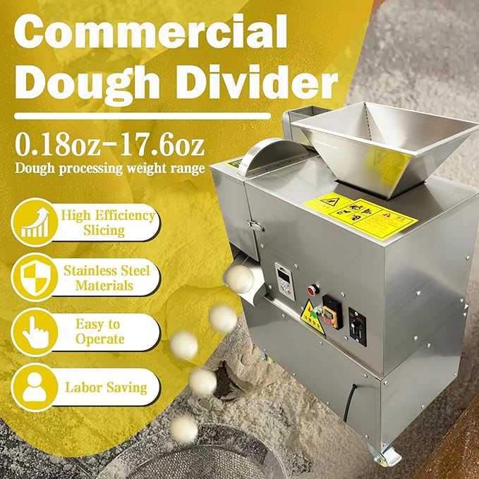 TECHTONGDA Electric Dough Divider Commercial Quantitative Dough Cutter 5g-500g Stainless Steel Pastry Piece Cutter Compact Dough Divider 1500W 110V