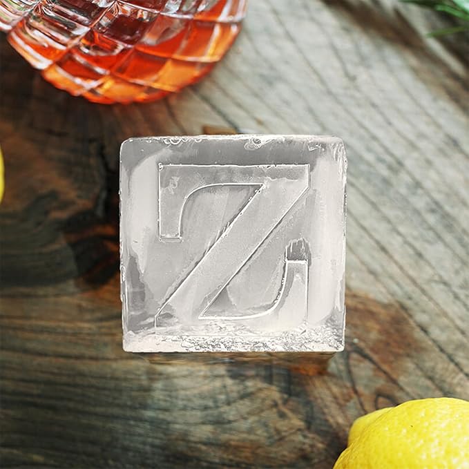Letter Z Monogram Ice Cube Mold Custom Ice Cube Mold 2 Inch Big Initials Silicone Ice Cube Tray Gifts for DAD Gifts for Him