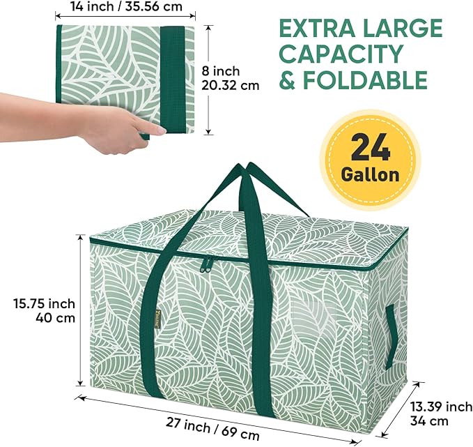 BALEINE 6-Pack Oversized Moving Bags with Reinforced Handles, Heavy-Duty Storage Tote for Clothes, Moving Supplies (Antique Folidage, 6-Pack)