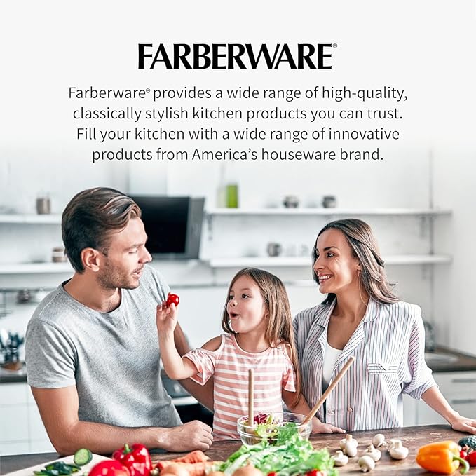 FARBERWARE Nylon Meat and Potato Masher – 5-Blade Ground Meat Chopper, Heat-Resistant to 450°F, Safe for Nonstick Cookware, Ergonomic Handle, 10-Inch, Dishwasher-Safe, Black