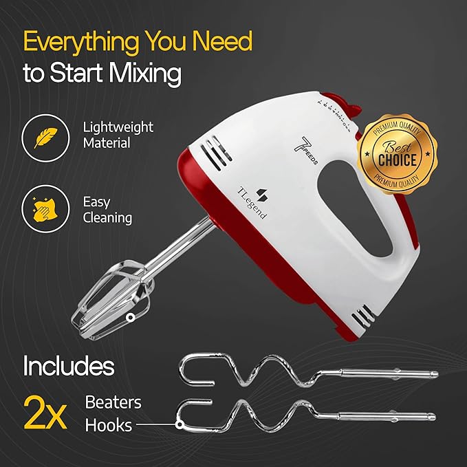 Hand Mixer Electric Handheld – 7 Speed Ultra Power Electric Mixer Handheld (White)