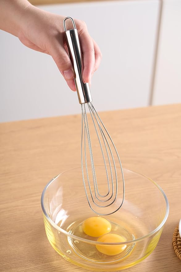10.63" Stainless Steel Flat Whisk,Egg Beater for Blending,Whisking,Beating,or Stirring