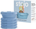 STOJO Collapsible Sandwich Box – 24oz, Reusable Food Storage Container, Silicone Bowl for Hot/Cold Food – Meal Prep, Lunch, Camping, Hiking – Dishwasher Safe (Set of 5, Steel)
