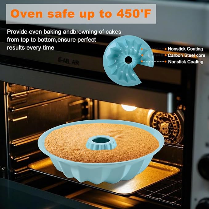 Silicone Cake Mold Flower Shaped - Non-Stick Bundt Pan, Reusable Flexible Baking Mold for Cakes Cupcakes Chocolate, Easy to Clean Blue Baking Supplies