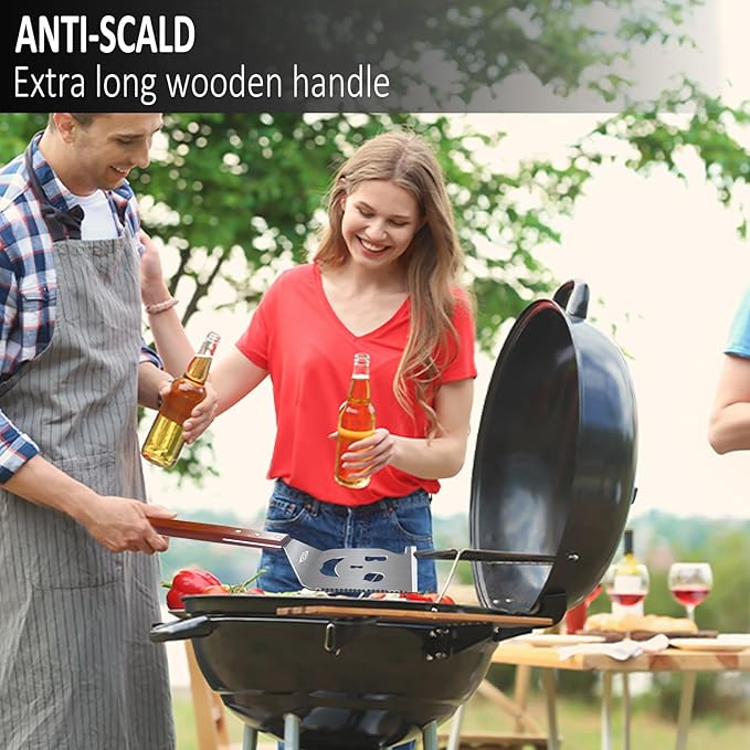 Grill Spatula for Outdoor Grill, 7-in-1 BBQ Spatula for Grill, 17 Inch Long Barbecue Tool, Perfect BBQ Gifts for Men (Color Box Packaging)