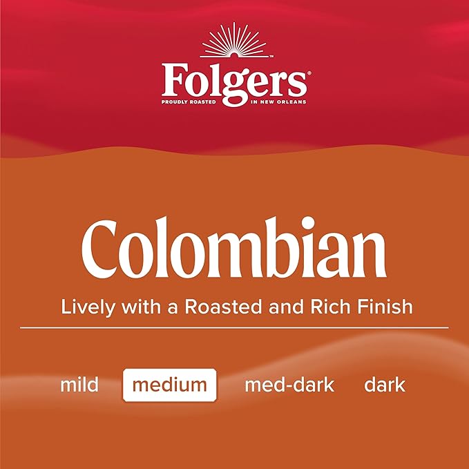 Folgers Colombian Medium Roast Coffee, 128 Keurig K-Cup Pods