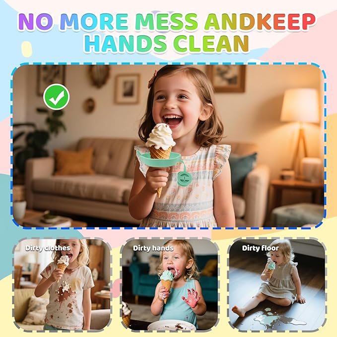 Silicone Popsicle Holders, BPA-Free Silicone, Mess Free for Kids Frozen Ice Cream Cone Holder with Straw, Reusable, with Storage Box, Perfect for Summer Gatherings and Outdoor Picnics (4 Pack)