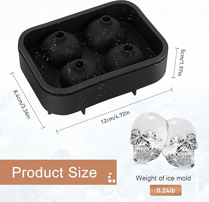 Ice Cube Tray Skull Shaped Silicone Ice Cube Molds Essential Bartender Accessory for Whiskey Cocktail Bourbon Lovers Eco Friendly Ice Cube Tray
