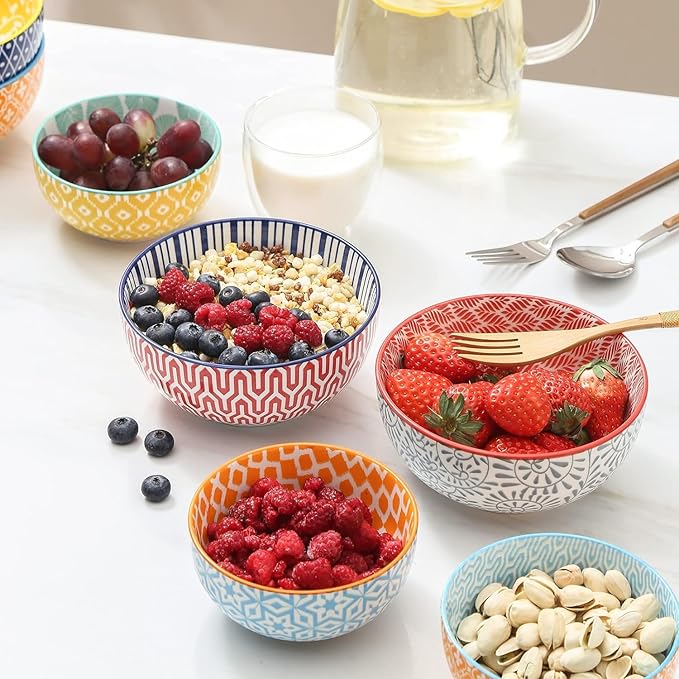 Selamica Ceramic 12 OZ Dessert Bowls Set, Ice Cream Bowls, 4.7 Inch Small Bowls for Ice Cream, Snack, Side Dishes, Microwave Dishwasher Safe, Set of 6
