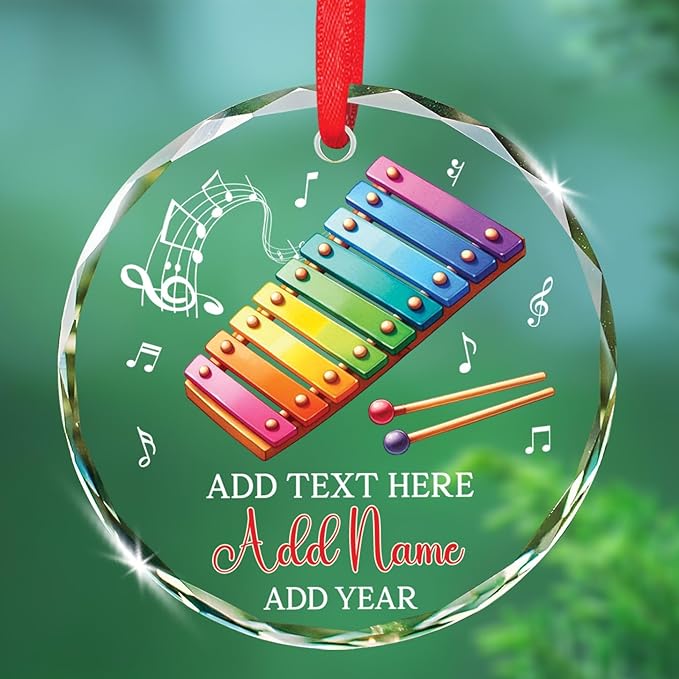 Personalized Xylophonist Christmas Ornament with Text/Name, Xylophone Glass Ornaments Gifts for Music Teacher, Custom Xylophone Player Xmas Tree Ornament, Musical Instrument Lover Glass Keepsake 2025