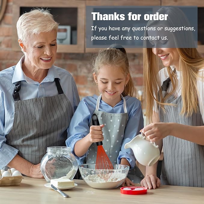 Red Silicone Whisk, Sealed Waterproof Design Set of 3, Professional Kitchen Whisks for Cooking Non-Scratch, Silicone & Stainless Steel Whisk, Heat Resistant 480°F Balloon Egg Beater