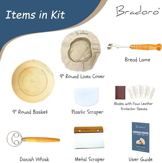 Sourdough Bread Proofing Basket, Bread Baking Supplies, Sour dough Starter Kits, Bread Making Tools Kit, Sour Dough Kit Tools, Sourdough Proofing Basket, Sourdough Kit Gift for Mom Bakers Women Wife