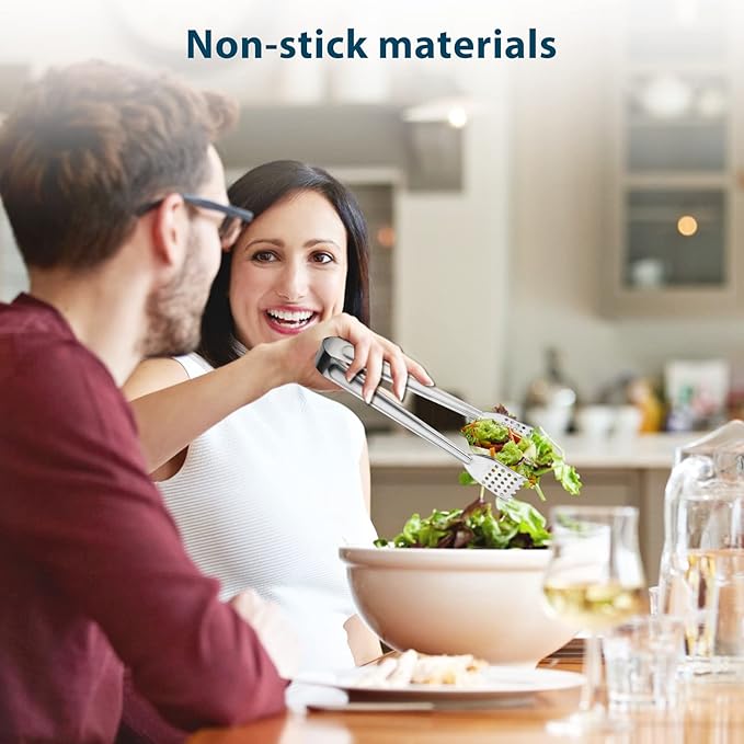 8 Pack Serving Tongs by Tcoin, 12 Inch Functional Tongs for Serving Food at Parties and Get-togethers, Versatile and Durable