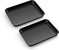 E-far Baking Sheet Set of 2, 9" x 7" x 1" Small Cookie Sheet Pan for Baking, Nonstick Carbon Steel Baking Trays for Toaster Oven, Heat-Resistant & Easy Clean, Black