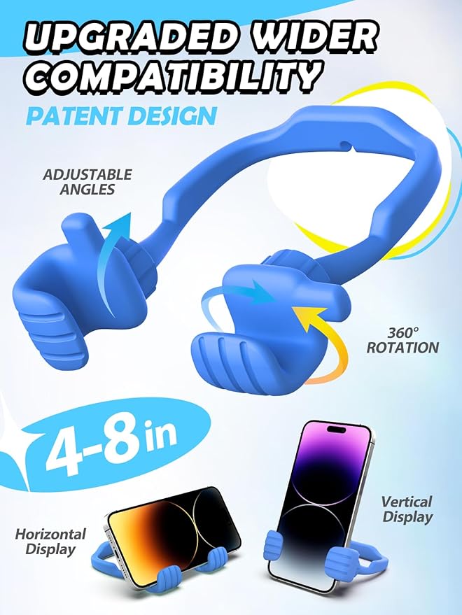 Stocking Stuffers for Teens Boys Girls Cell Phone Stand: Upgrade Adjustable Thumbs Up Lazy Phone Holder for Desk Fun Birthday Gifts for Grandma Adults Husband from Wife (Sky Blue, 1)