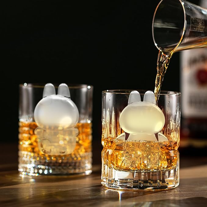 3D Rabbit Shapes Ice Cube Mold Silicone Large Ice Cube Molds 2.5 inch Animal Ice Cube Tray for Cocktails, Bourbon,Brandy, Whiskey Gifts for Men (Green)