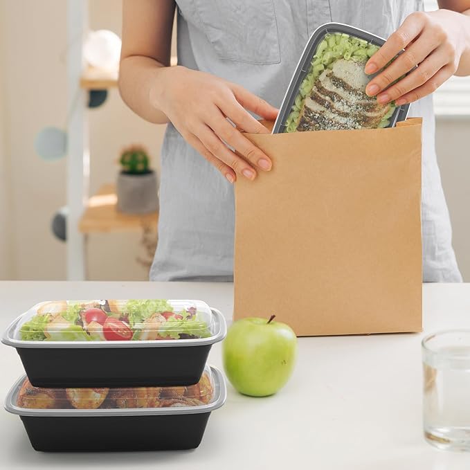 Meal Prep Containers Reusable 38oz - Food Prep Containers with Lids 50 Pack, Disposable To Go Food Containers, Leakproof, Stackable, Takeout, BPA-Free, Microwave/Freezer Safe