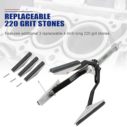 Engine Cylinder Hone Adjustable Deglazer Set for Grinding Holes from 2" to 7" in Diameter, Adjustable Brake Piston Honing Tools with Extra 3-Piece 4" Long Stones 220 Grit (4")