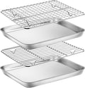 Baking Sheet with Rack Set, Yododo Set of 4 (2 Sheets + 2 Racks), Stainless Steel Cookie Sheet Baking Pan Tray with Cooling Rack, Non Toxic & Heavy Duty & Easy Clean - Size of 10 inch
