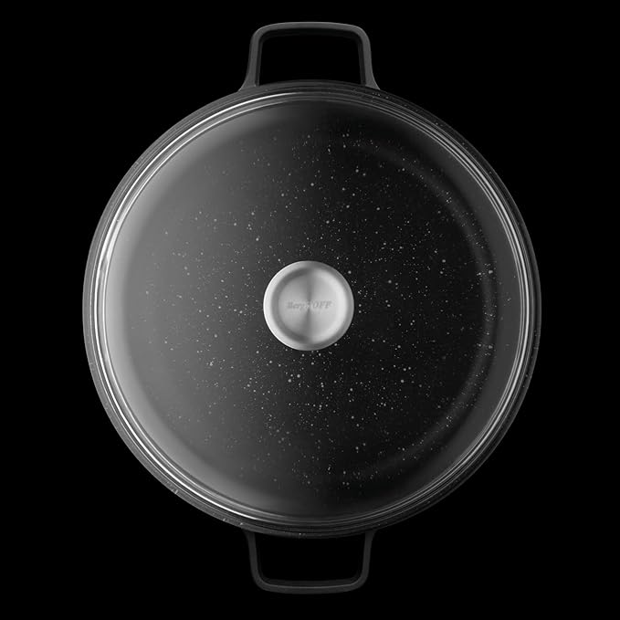 BergHOFF GEM Nonstick 11" Sauté Pan 4.9qt., Sturdy 2-Handle, Glass Lid, Ferno-Green, Non-Toxic PFOA-Free Coating, Ovensafe