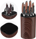 Ninonly Knife Block Without Knives 3 in 1 Universal Square Knife Holder Without Knives with Scissors Slot and Sharpening Rod Detachable Kitchen Knife Holder for Easy Cleaning Space Saver Brown