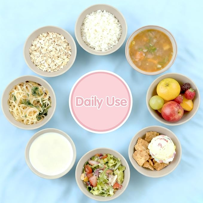 Quatish 10 PCS Unbreakable Cereal Bowls,Dishwasher & Microwave Safe Wheat Straw Bowls, Easy-to-Clean Lightweight Snack & Soup Bowl,Multi-Color Portable for Picnics Plastic Bowls Set, Blue