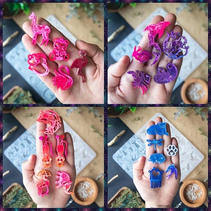 Keychain Resin Molds Silicon Animals 34pcs UV Resin Mold, Epoxy Resin Molds for Keychain Pendant Molds for Epoxy Resin Earring Mold, Earrings, Necklace