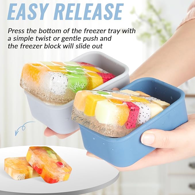 6 Packs 1 Cup Silicone Soup Freezer Molds with Lid Silicone Soup Freezer Trays Rectangle Reusable Food Preserving Tray Freezing Sauces Stews(Dark Blue, Gray)