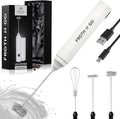 Zulay Kitchen FrothMate Powerful Milk Frother Portable & Compact Handheld Foam Maker Lattes, Cappuccinos (Blizzard White, Froth N Go)