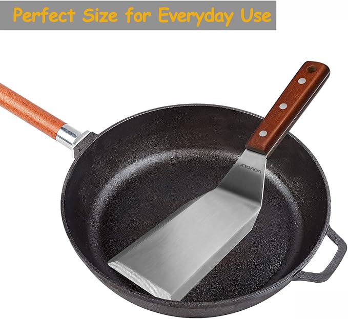 Professional Metal Spatula for Cast Iron Skillets and Flat Top Grills, Full Tang Wooden Handle,1.8mm Thick Stainless Steel Blade, Smash Burger Spatula Turner for Flipper, Cooking, BBQ, 4.7 x 2.7 Inch