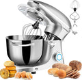 Seedeem 6.5QT Stand Mixer, 660W Tilt-Head Kitchen Electric Mixer with 6 Speeds, Dough Hook, Beater & Whisk, Dishwasher Safe Attachments, Silver