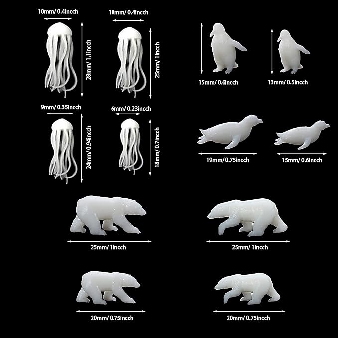 Woohome 12 PCSJewelry Making Supplies Resin Mould Filler, 3D Mini Jellyfish Bear Penguin Whale Resin Casting Moulds Fillers, 3D Resin Filler Art Craft Supplies Epoxy Moulds for Art Resin Crafts DIY