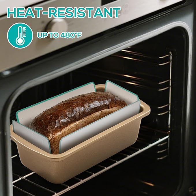 2PCS Silicone Reusable Loaf Pan Liner for Bread Baking, Non-Stick Silicone Bread Sling for Easy Sourdough Transfer, Fits Most 9x5" 9.5x5" Loaf Pans, Baking Accessories, Easy Release & Cleaning