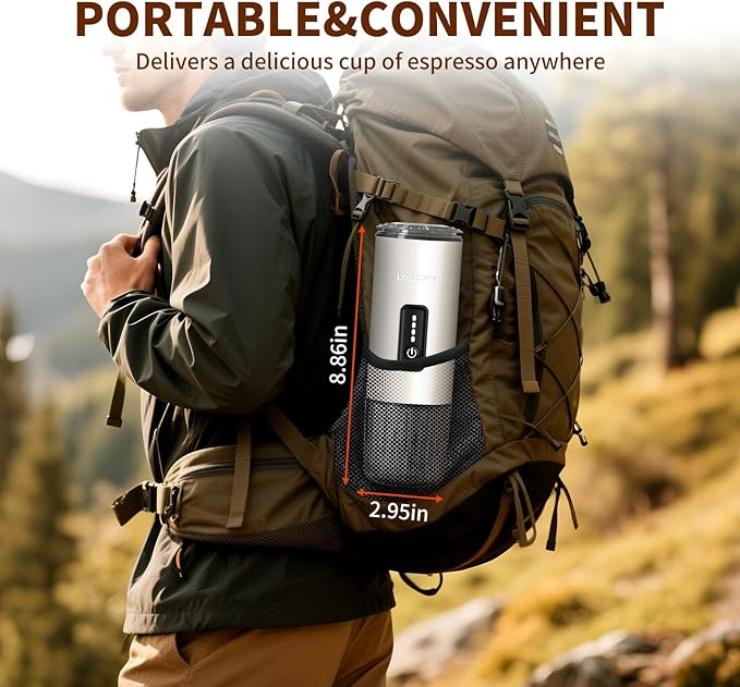 Leozora 20Bar Portable Espresso Machine, 7500mAh USB-C Rechargeable, 3-in-1 for Ground Coffee & Nespresso/DG Capsules, Stainless Steel Travel Coffee Machine for Camping, Car, Office，White
