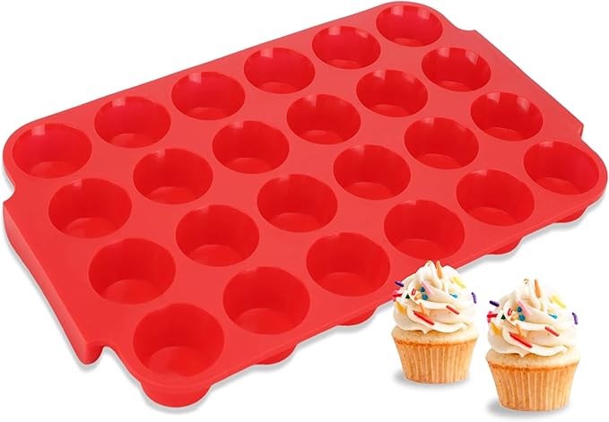 Silicone Muffin Pan for Baking - Premium 24-Cup Nonstick Muffin Pan, Easy Release & Clean, Dishwasher Safe Muffin Tray for Perfect Cupcakes, Muffins & More