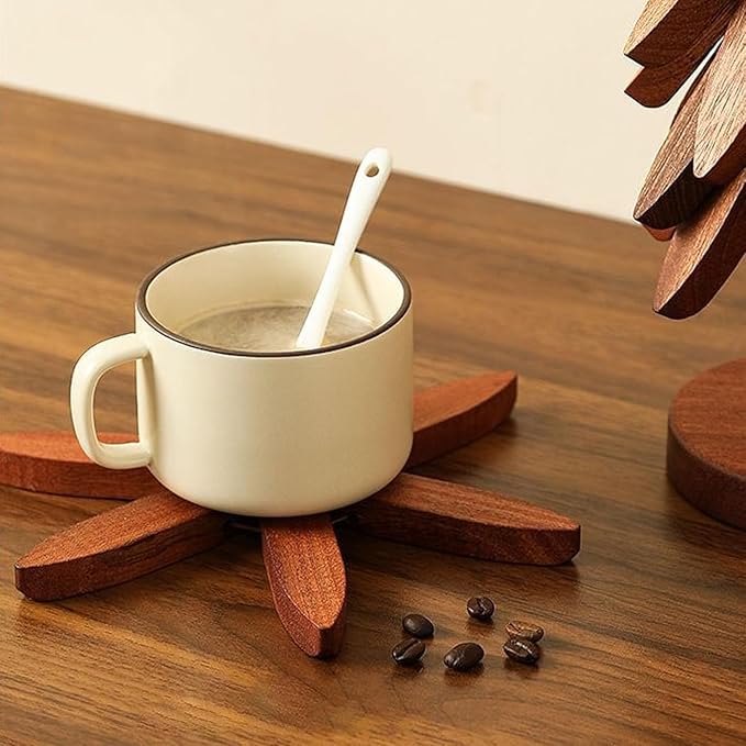 Natural Wood Tree Trivet Set, 𝐍atural Tree Trivet Set - 4 Wooden Trivets,4 Wooden 𝐓rivets & 1 Stand Like a Christmas Trees,for Hot Dish,Pot,Bowl,Teapot,Hot Pot Sets (Natural Wood 3 Trivets,2set)