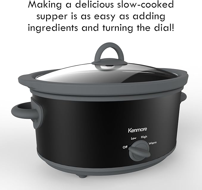 Kenmore 5 Quart Slow Cooker - Crock pot with Programmable Settings,Digital Controls, Large Capacity for Family Meals, Dishwasher-Safe Stoneware, Warm Rice & Sous Vide Stew